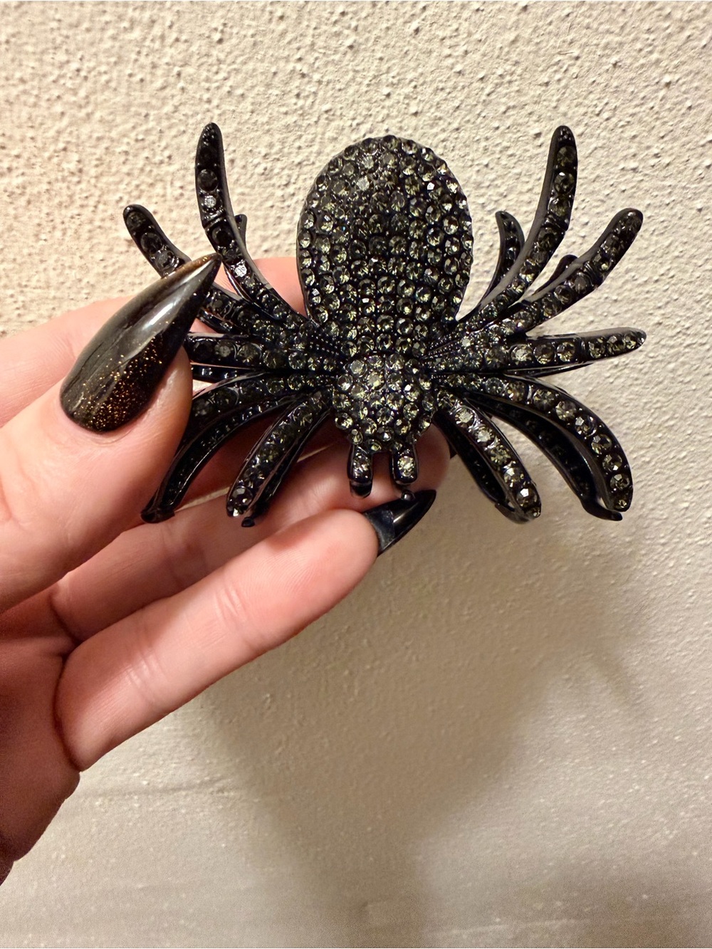 Black Crystal Spider Brooch - Fashion Accessory